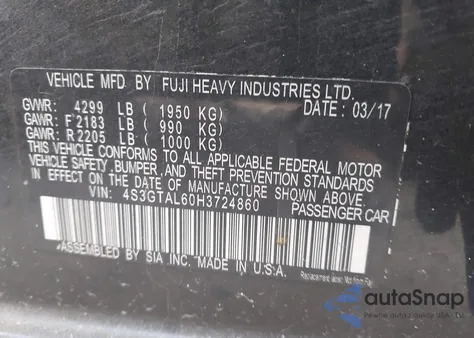 2017 Subaru Impreza 2.0I Sport из США, поврежденный, VIN 4S3GTAL60H3724860